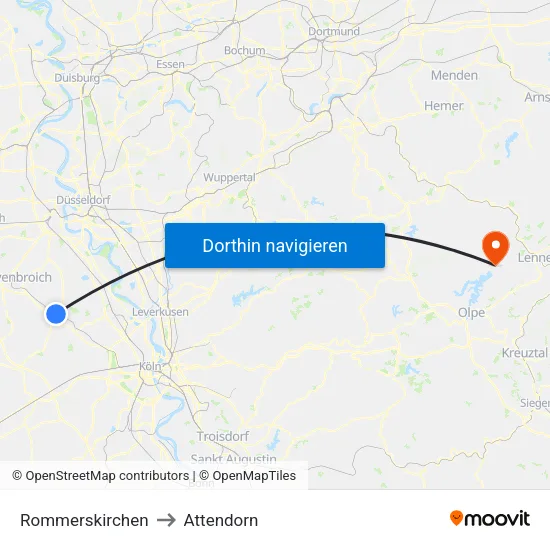 Rommerskirchen to Attendorn map