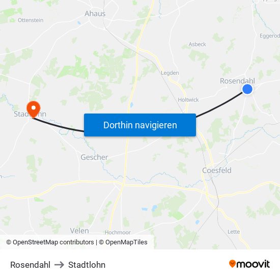 Rosendahl to Stadtlohn map