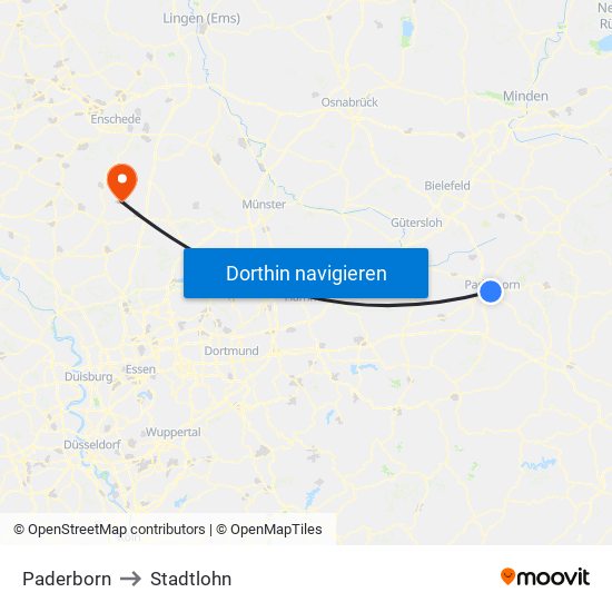 Paderborn to Stadtlohn map