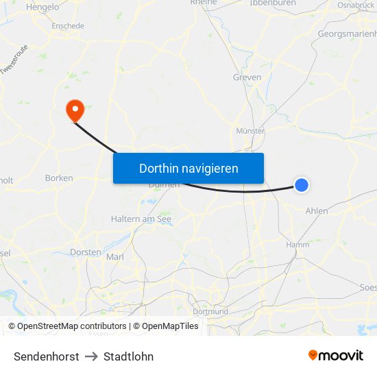 Sendenhorst to Stadtlohn map