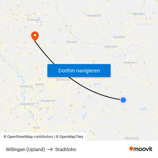 Willingen (Upland) to Stadtlohn map