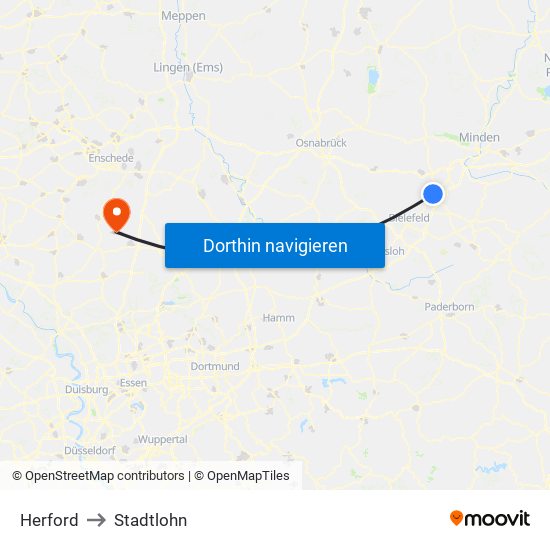 Herford to Stadtlohn map