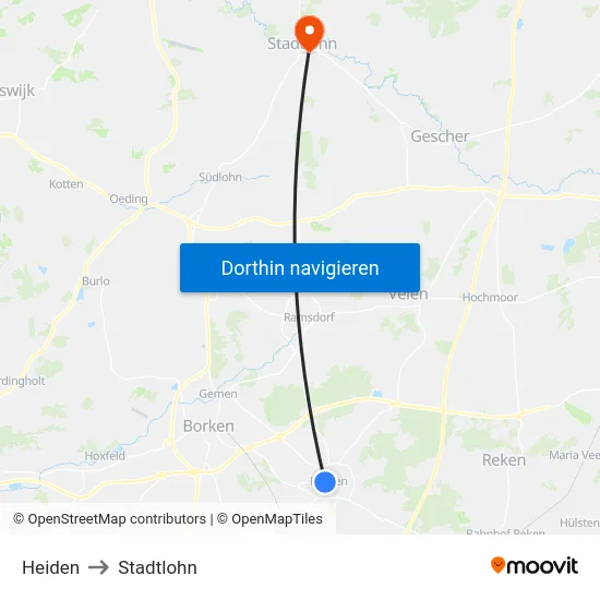 Heiden to Stadtlohn map