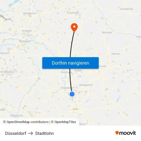Düsseldorf to Stadtlohn map