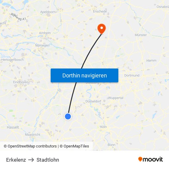 Erkelenz to Stadtlohn map