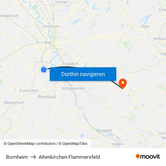 Bornheim to Altenkirchen-Flammersfeld map