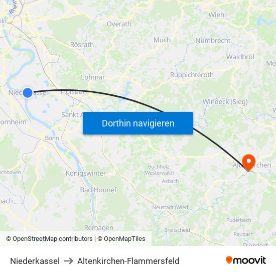 Niederkassel to Altenkirchen-Flammersfeld map