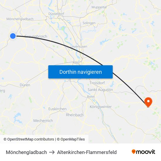 Mönchengladbach to Altenkirchen-Flammersfeld map