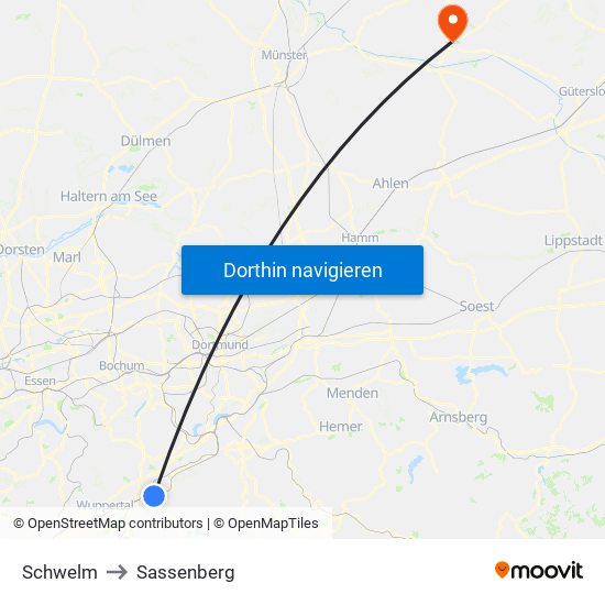 Schwelm to Sassenberg map