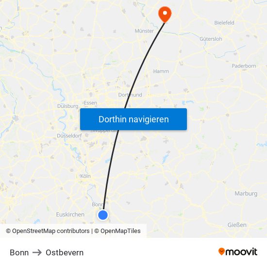 Bonn to Ostbevern map