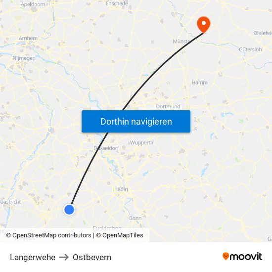 Langerwehe to Ostbevern map