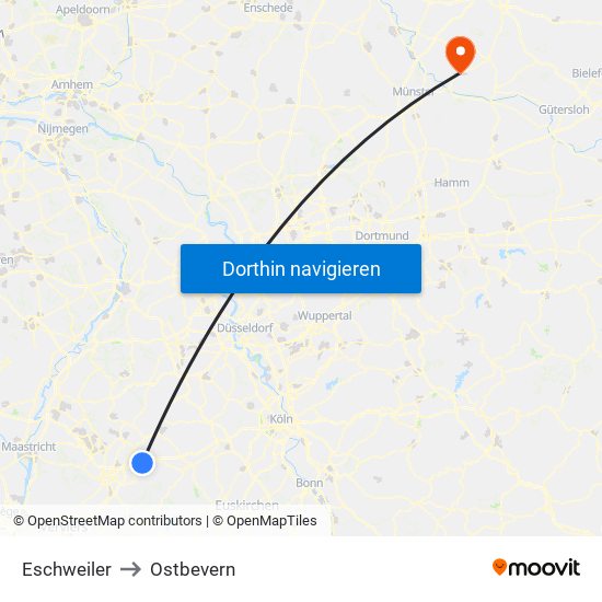 Eschweiler to Ostbevern map