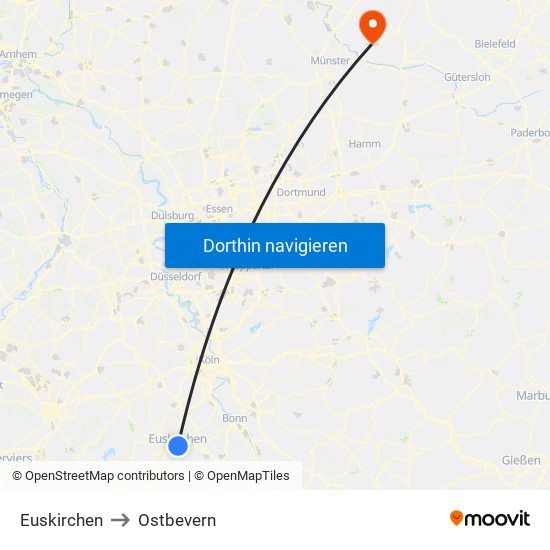 Euskirchen to Ostbevern map