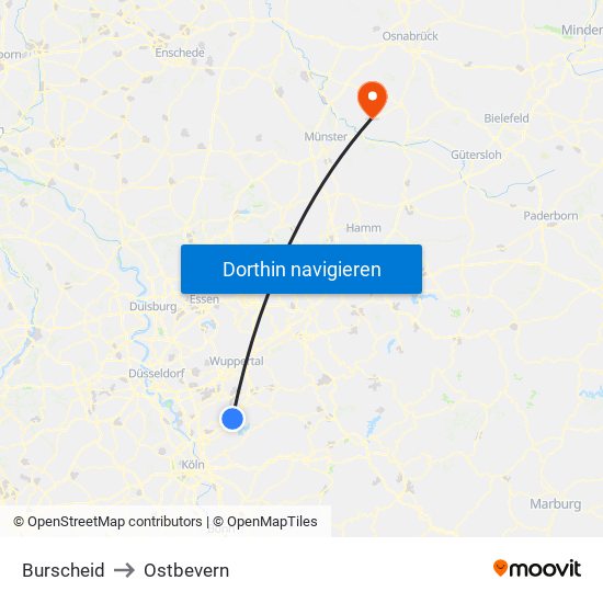 Burscheid to Ostbevern map