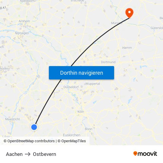 Aachen to Ostbevern map