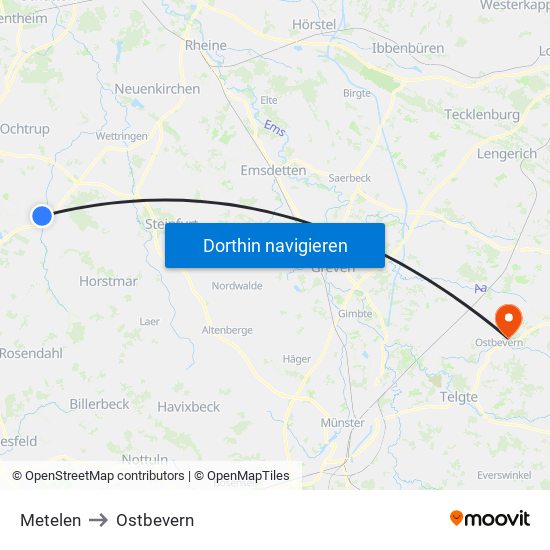 Metelen to Ostbevern map