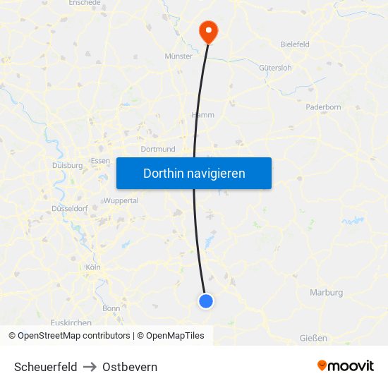 Scheuerfeld to Ostbevern map
