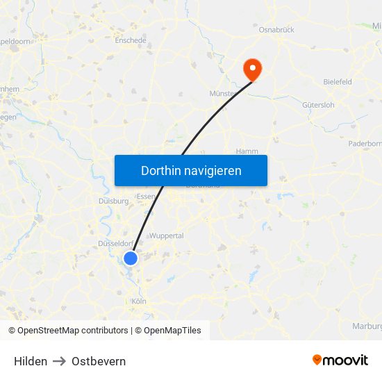 Hilden to Ostbevern map