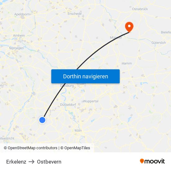 Erkelenz to Ostbevern map