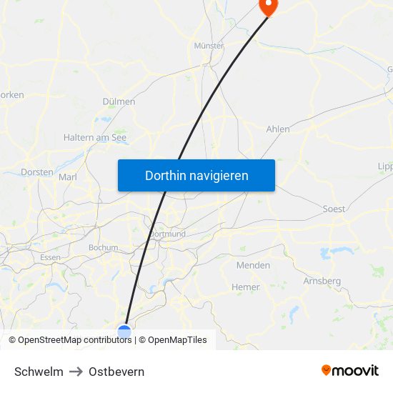 Schwelm to Ostbevern map