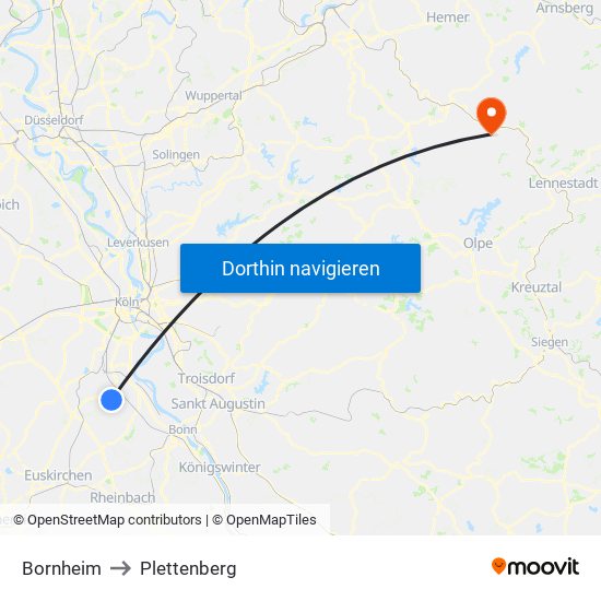 Bornheim to Plettenberg map