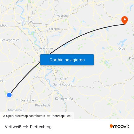 Vettweiß to Plettenberg map