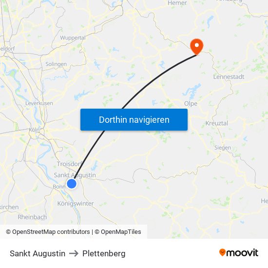 Sankt Augustin to Plettenberg map