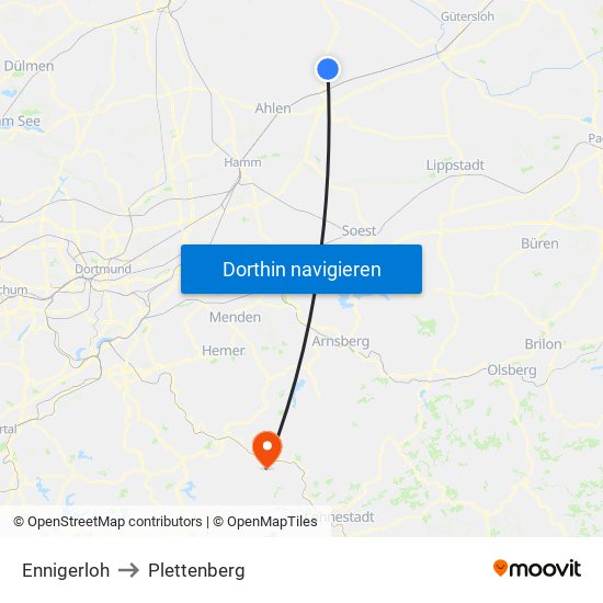 Ennigerloh to Plettenberg map
