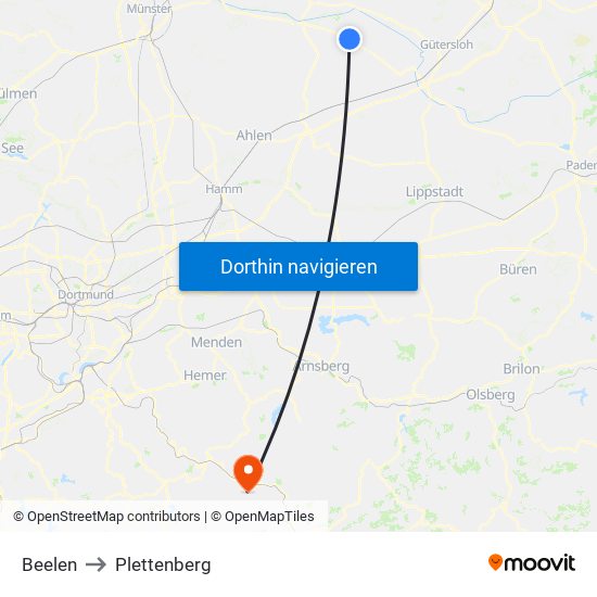Beelen to Plettenberg map