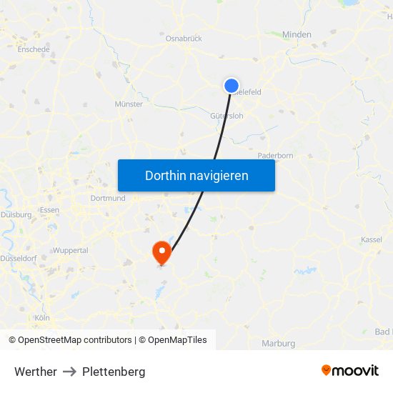 Werther to Plettenberg map