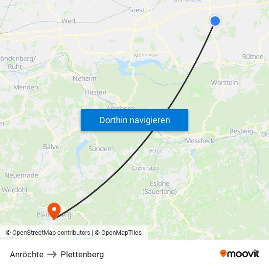Anröchte to Plettenberg map