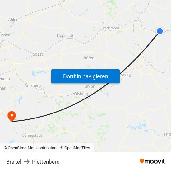 Brakel to Plettenberg map