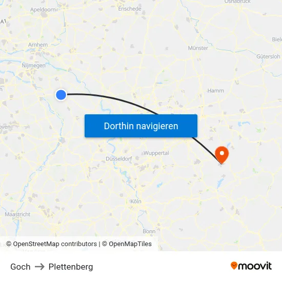 Goch to Plettenberg map
