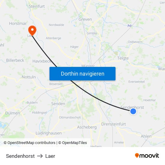 Sendenhorst to Laer map