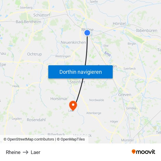 Rheine to Laer map