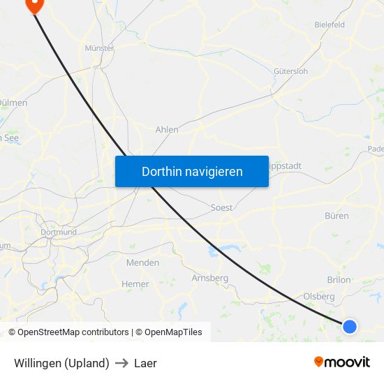 Willingen (Upland) to Laer map