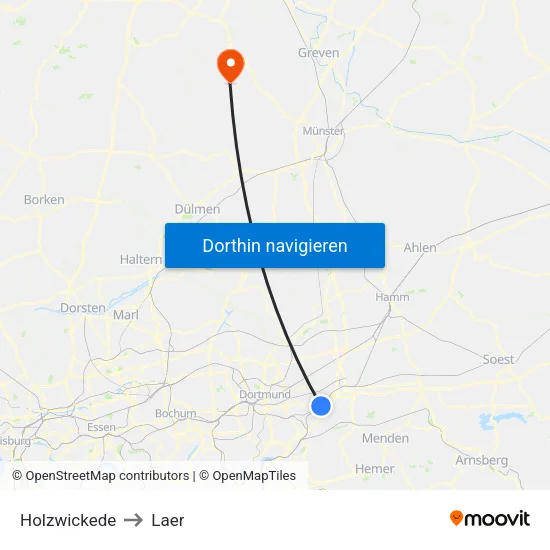 Holzwickede to Laer map