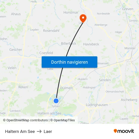 Haltern Am See to Laer map