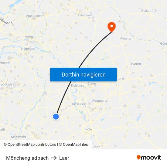 Mönchengladbach to Laer map