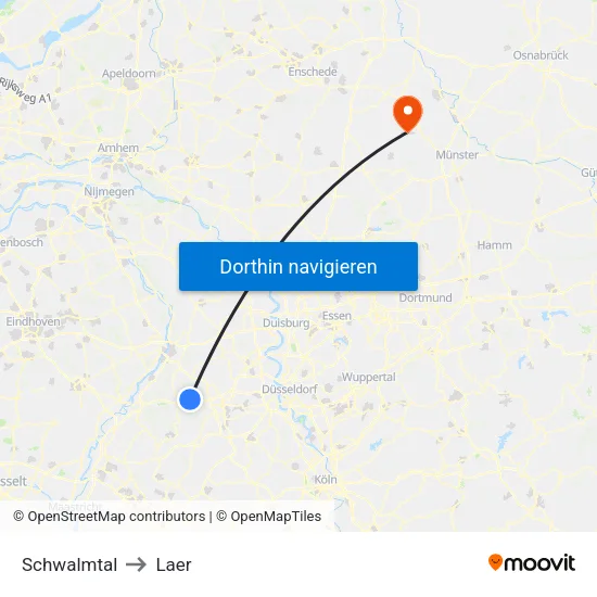 Schwalmtal to Laer map