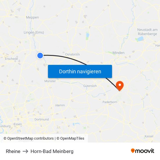 Rheine to Horn-Bad Meinberg map