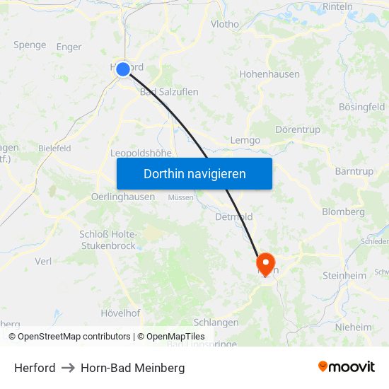 Herford to Horn-Bad Meinberg map