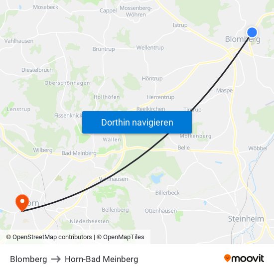 Blomberg to Horn-Bad Meinberg map