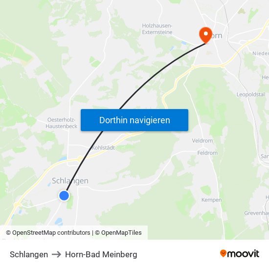 Schlangen to Horn-Bad Meinberg map