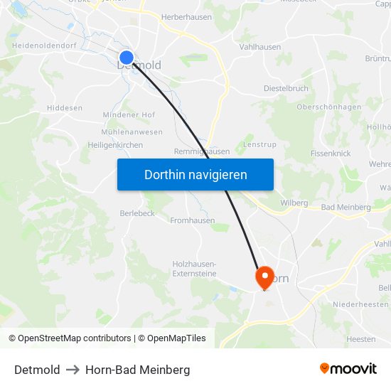 Detmold to Horn-Bad Meinberg map