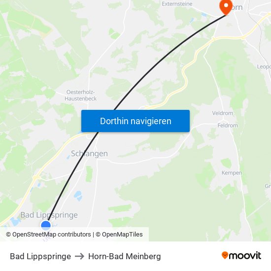 Bad Lippspringe to Horn-Bad Meinberg map