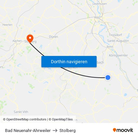 Bad Neuenahr-Ahrweiler to Stolberg map