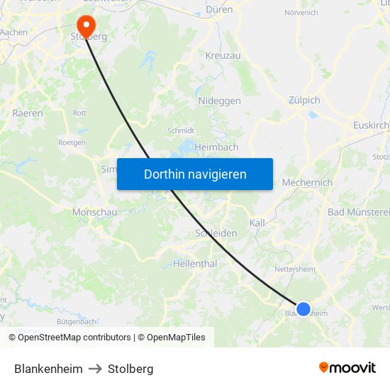 Blankenheim to Stolberg map