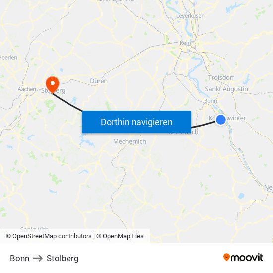 Bonn to Stolberg map