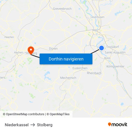 Niederkassel to Stolberg map